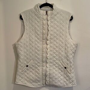 Southern Proper Off White Quilted Full Zip Vest